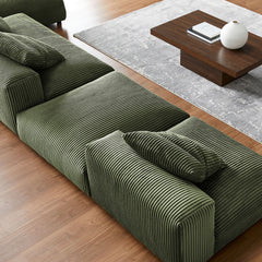 Solace Fern 4-Piece Modular Corduroy Upholstered Sectional Sofa With Ottoman - Ornate Home