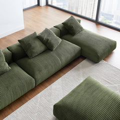 Solace Fern 4-Piece Modular Corduroy Upholstered Sectional Sofa With Ottoman - Ornate Home