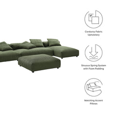 Solace Fern 4-Piece Modular Corduroy Upholstered Sectional Sofa With Ottoman - Ornate Home