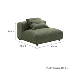 Solace Fern Modular Corduroy Upholstered Armless Chair - Ornate Home