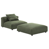 Solace Fern Modular Corduroy Upholstered Armless Chair and Ottoman Set - Ornate Home