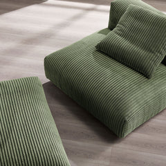 Solace Fern Modular Corduroy Upholstered Armless Chair and Ottoman Set - Ornate Home