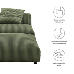 Solace Fern Modular Corduroy Upholstered Armless Chair and Ottoman Set - Ornate Home