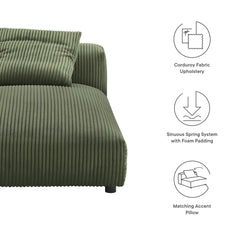 Solace Fern Modular Corduroy Upholstered Armless Chaise Lounge - Ornate Home