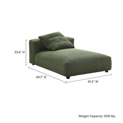 Solace Fern Modular Corduroy Upholstered Armless Chaise Lounge - Ornate Home