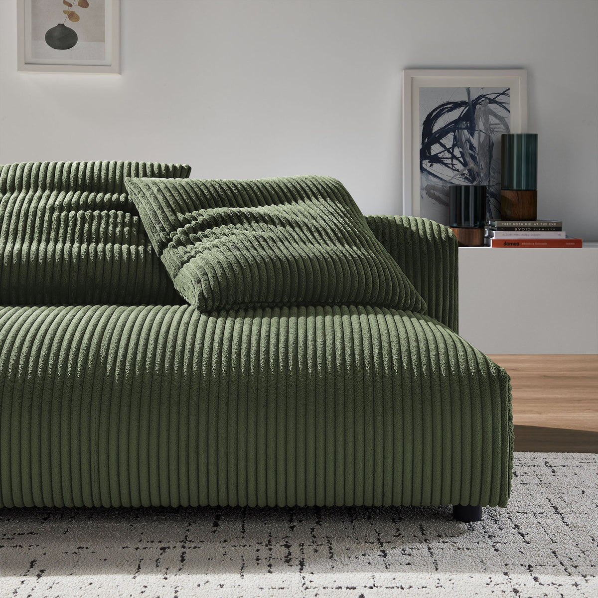Solace Fern Modular Corduroy Upholstered Armless Loveseat - Ornate Home
