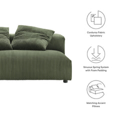 Solace Fern Modular Corduroy Upholstered Armless Loveseat - Ornate Home
