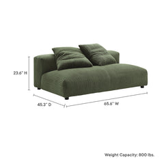 Solace Fern Modular Corduroy Upholstered Armless Loveseat - Ornate Home