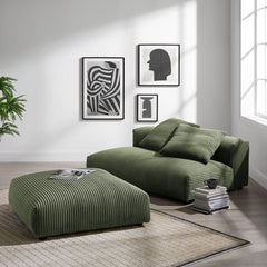 Solace Fern Modular Corduroy Upholstered Armless Loveseat and Ottoman Set - Ornate Home
