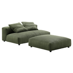 Solace Fern Modular Corduroy Upholstered Armless Loveseat and Ottoman Set - Ornate Home