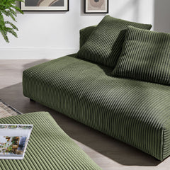 Solace Fern Modular Corduroy Upholstered Armless Loveseat and Ottoman Set - Ornate Home
