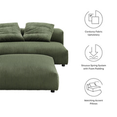 Solace Fern Modular Corduroy Upholstered Armless Loveseat and Ottoman Set - Ornate Home
