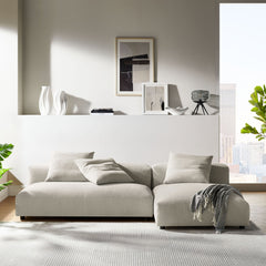Solace Linen 2-Piece Modular Upholstered Fabric Sectional Sofa With Chaise - Ornate Home