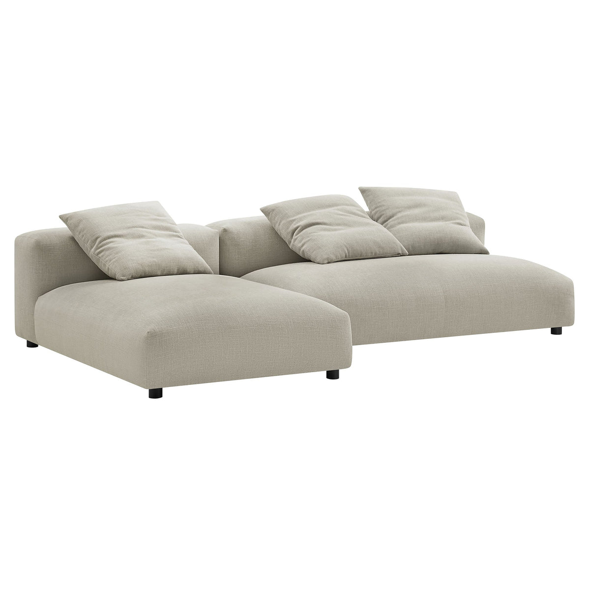 Solace Linen 2-Piece Modular Upholstered Fabric Sectional Sofa With Chaise - Ornate Home
