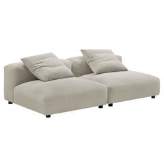 Solace Linen 2-Piece Modular Upholstered Fabric Sofa - Ornate Home