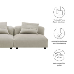 Solace Linen 2-Piece Modular Upholstered Fabric Sofa - Ornate Home