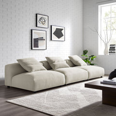 Solace Linen 3-Piece Modular Upholstered Fabric Sofa - Ornate Home