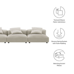 Solace Linen 3-Piece Modular Upholstered Fabric Sofa - Ornate Home