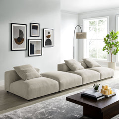 Solace Linen 4-Piece Modular Upholstered Fabric Sectional Sofa - Ornate Home