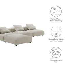 Solace Linen 4-Piece Modular Upholstered Fabric Sectional Sofa - Ornate Home