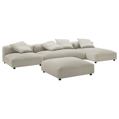 Solace Linen 4-Piece Modular Upholstered Fabric Sectional Sofa With Ottoman - Ornate Home