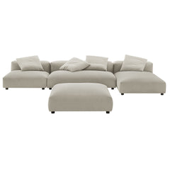 Solace Linen 4-Piece Modular Upholstered Fabric Sectional Sofa With Ottoman - Ornate Home