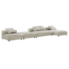 Solace Linen 4-Piece Modular Upholstered Fabric Sectional Sofa With Ottoman - Ornate Home