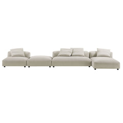 Solace Linen 4-Piece Modular Upholstered Fabric Sectional Sofa With Ottoman - Ornate Home