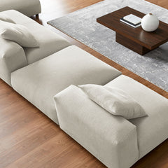 Solace Linen 4-Piece Modular Upholstered Fabric Sectional Sofa With Ottoman - Ornate Home