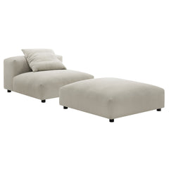 Solace Linen Modular Upholstered Fabric Armless Chair and Ottoman Set - Ornate Home