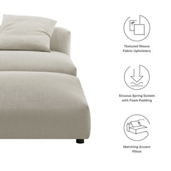 Solace Linen Modular Upholstered Fabric Armless Chair and Ottoman Set - Ornate Home