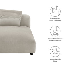 Solace Linen Modular Upholstered Fabric Armless Chaise Lounge - Ornate Home