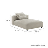 Solace Linen Modular Upholstered Fabric Armless Chaise Lounge - Ornate Home