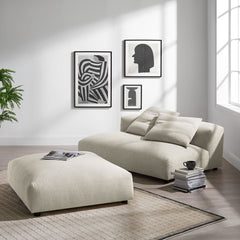 Solace Linen Modular Upholstered Fabric Armless Loveseat and Ottoman Set - Ornate Home