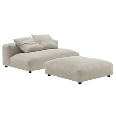 Solace Linen Modular Upholstered Fabric Armless Loveseat and Ottoman Set - Ornate Home