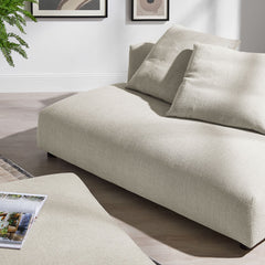 Solace Linen Modular Upholstered Fabric Armless Loveseat and Ottoman Set - Ornate Home