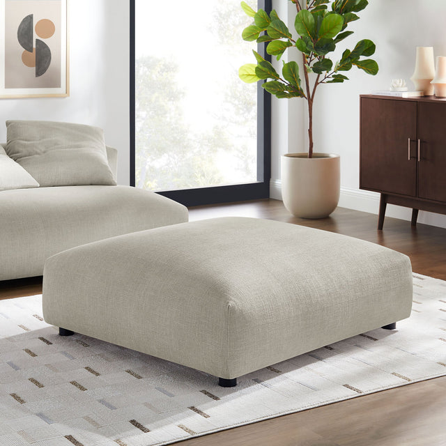 Solace Linen Modular Upholstered Fabric Ottoman - Ornate Home