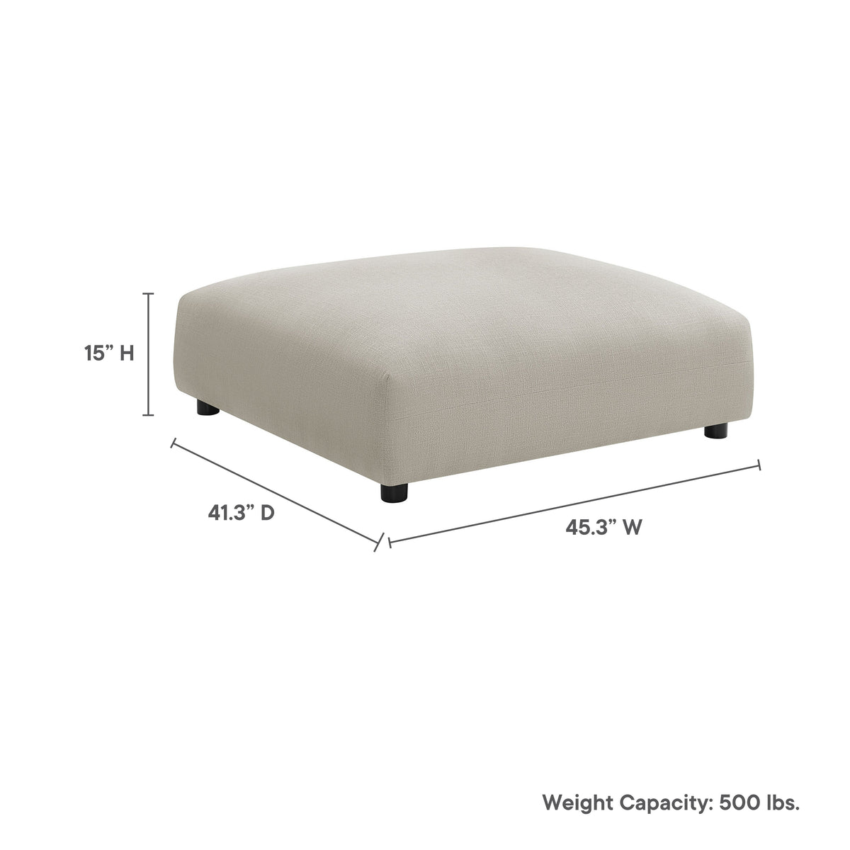 Solace Linen Modular Upholstered Fabric Ottoman - Ornate Home
