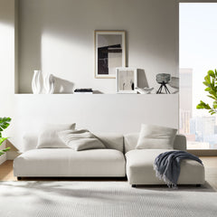 Solace Salt 2-Piece Modular Upholstered Fabric Sectional Sofa With Chaise - Ornate Home