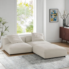 Solace Salt 3-Piece Modular Upholstered Fabric Sectional Sofa - Ornate Home