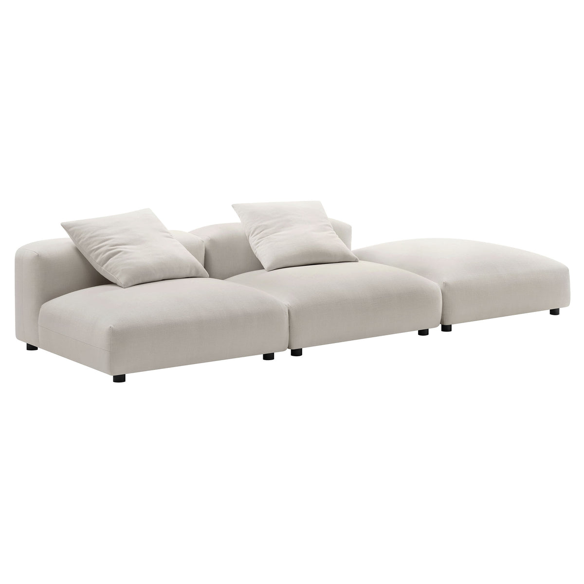 Solace Salt 3-Piece Modular Upholstered Fabric Sectional Sofa - Ornate Home