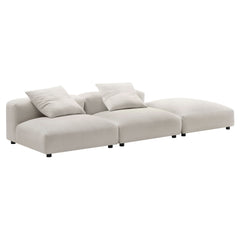 Solace Salt 3-Piece Modular Upholstered Fabric Sectional Sofa - Ornate Home