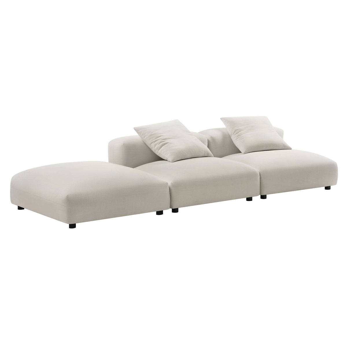Solace Salt 3-Piece Modular Upholstered Fabric Sectional Sofa - Ornate Home