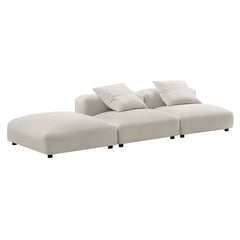 Solace Salt 3-Piece Modular Upholstered Fabric Sectional Sofa - Ornate Home