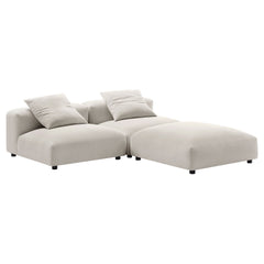 Solace Salt 3-Piece Modular Upholstered Fabric Sectional Sofa - Ornate Home