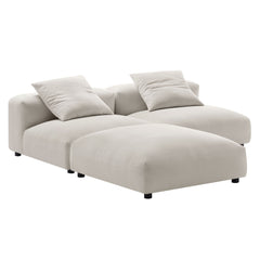 Solace Salt 3-Piece Modular Upholstered Fabric Sectional Sofa - Ornate Home