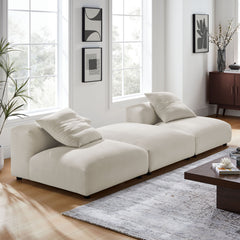 Solace Salt 3-Piece Modular Upholstered Fabric Sectional Sofa - Ornate Home