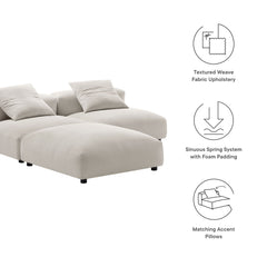Solace Salt 3-Piece Modular Upholstered Fabric Sectional Sofa - Ornate Home