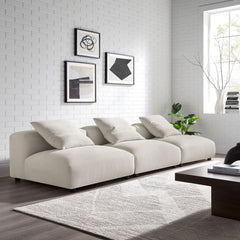 Solace Salt 3-Piece Modular Upholstered Fabric Sofa - Ornate Home