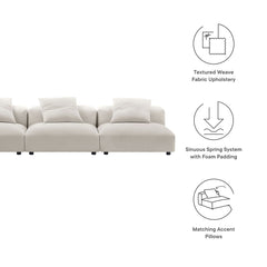 Solace Salt 3-Piece Modular Upholstered Fabric Sofa - Ornate Home
